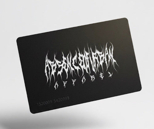 Digital e-gift card from Absenceofurban featuring a sleek design, perfect for gifting or online purchases.